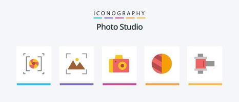 foto studio vlak 5 icoon pak inclusief . foto. camera. film. foto. creatief pictogrammen ontwerp vector