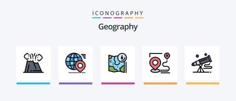 geo- grafisch lijn gevulde 5 icoon pak inclusief doelwit. kaart. astronomie. reizen. richting. creatief pictogrammen ontwerp vector