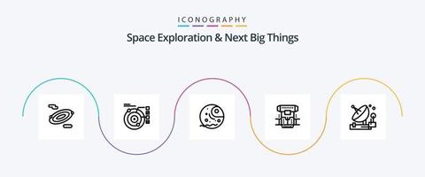 ruimte exploratie en De volgende groot dingen lijn 5 icoon pak inclusief antenne. cryonics. ver. cryogeen. doos vector