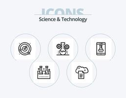 wetenschap en technologie lijn icoon pak 5 icoon ontwerp. microbiologie. chemisch testen. wetenschap van er toe doen. test buis. laboratorium fles vector