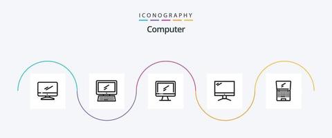 computer lijn 5 icoon pak inclusief . laptop. vector