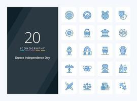 20 Griekenland onafhankelijkheid dag blauw kleur icoon voor presentatie vector