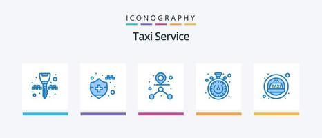 taxi onderhoud blauw 5 icoon pak inclusief . taxi. pad. sirene. tijdopnemer. creatief pictogrammen ontwerp vector