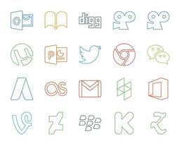20 sociaal media icoon pak inclusief kantoor mail chroom e-mail lastfm vector