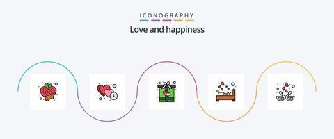 liefde lijn gevulde vlak 5 icoon pak inclusief liefde. hart. tijd. slaapkamer. Cadeau vector