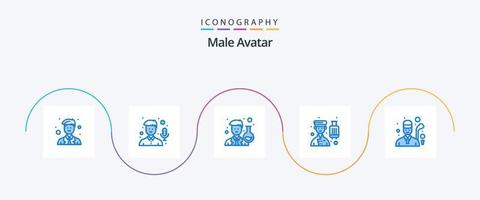 mannetje avatar blauw 5 icoon pak inclusief golf. professioneel. wetenschapper. hotel. avatar vector