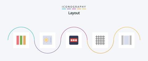 lay-out vlak 5 icoon pak inclusief . horizontaal. wachtwoord. stromen. stroomlijnen vector