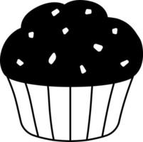 muffin chocola spaander toetje icoon element illustratie halfvast zwart en wit vector