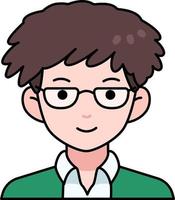 nerd Mens jongen avatar gebruiker persoon mensen gekruld haar- gekleurde schets stijl vector