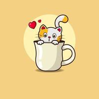 schattig kat knuffel hart. vector illustratie van schattig tekenfilm dier tekenfilm.
