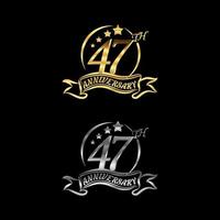 verjaardag vector ongebruikelijk etiket goud en zilver kleur. zevenenveertig jaar symbool. verjaardag abstract logo. 47e jubileum
