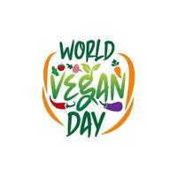 wereld veganistisch dag belettering. vector illustratie Aan wit achtergrond