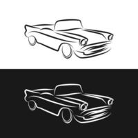 retro auto schets wijnoogst verzameling, klassiek garage teken, vector illustratie achtergrond, kan worden gebruikt voor ontwerp t-shirt.