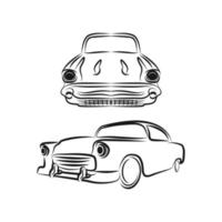 retro auto schets wijnoogst verzameling, klassiek garage teken, vector illustratie achtergrond, kan worden gebruikt voor ontwerp t-shirt.