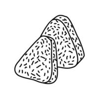 onigiri pictogram. doodle hand getrokken of overzicht pictogramstijl vector