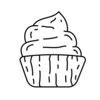 cupcake pictogram. doodle hand getrokken of zwarte omtrek pictogramstijl vector