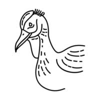 crested guan pictogram. doodle hand getrokken of overzicht pictogramstijl vector