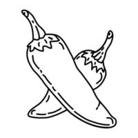 jalapeno paprika pictogram. doodle hand getrokken of overzicht pictogramstijl vector