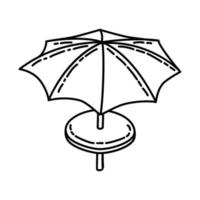 paraplu strand t pictogram. doodle hand getrokken of overzicht pictogramstijl vector
