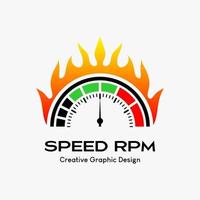 tpm snelheid vector logo, modern abstract vector logo sjabloon. icoon toeren, Speedo meter en brand icoon