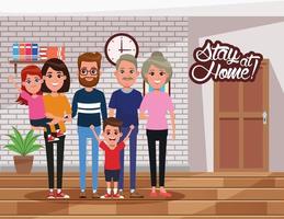 blijf thuis campagne met familieleden vector