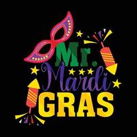 Dhr. mardi gras vector t-shirt ontwerp. mardi gras t-shirt ontwerp. kan worden gebruikt voor afdrukken mokken, sticker ontwerpen, groet kaarten, affiches, Tassen, en t-shirts