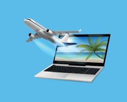 vliegend vliegtuig laptop samenstelling vector
