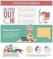 professioneel burn-out tekenfilm infographics vector