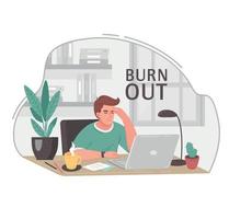 tekenfilm professioneel burn-out illustratie vector