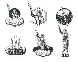 Zeus god emblemen reeks vector