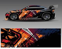 auto wrap ontwerp vector. grafische abstracte streep racen achtergrond kit ontwerpen voor wrap voertuig race auto rally avontuur en livery vector