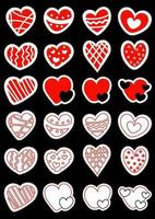 stickers met Valentijnsdag harten vector