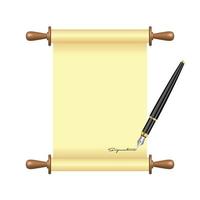 inkt pen ondertekent scroll papier vectorillustratie vector