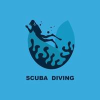 scuba duiken sport logo, onder water, vector illustrator, silhouet, logo ontwerp.