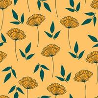 bladeren en bloemen herhaling patroon. bloemen patroon ontwerp. botanisch tegel. mooi zo voor afdrukken, omhulsels, textiel en stoffen. vector