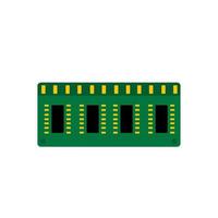 computer spaander hardware. groen microchip. microprocessor en microschakeling icoon. modern technologie. vlak illustratie vector
