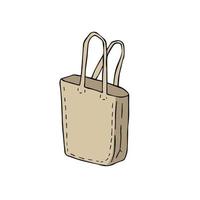 canvas tote tas. kleding eco klant. schets tekenfilm illustratie. herbruikbaar zak voor boodschappen vector