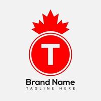 esdoorn- blad Aan brief t logo ontwerp sjabloon. Canadees bedrijf logo, bedrijf, en bedrijf identiteit vector