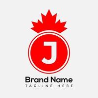 esdoorn- blad Aan brief j logo ontwerp sjabloon. Canadees bedrijf logo, bedrijf, en bedrijf identiteit vector