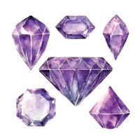 Purper roze diamant rots sieraden mineraal. geïsoleerd illustratie element. meetkundig kwarts veelhoek kristal steen mozaïek- vorm amethist edelsteen. vector