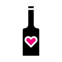 wijn icoon solide zwart roze stijl Valentijn illustratie vector element en symbool perfect.