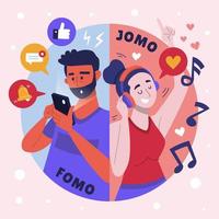 fomo vs jomo fenomeen vector