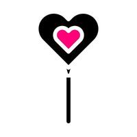 ballon icoon solide zwart roze stijl Valentijn illustratie vector element en symbool perfect.