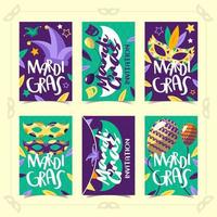 6 kaartsjablonen voor mardi gras vector