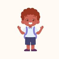 weinig jongen karakter. elementair school- kinderen vervelend uniform illustratie vector