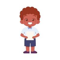 weinig jongen karakter. elementair school- kinderen vervelend uniform illustratie vector