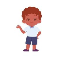 weinig jongen karakter. elementair school- kinderen vervelend uniform illustratie vector