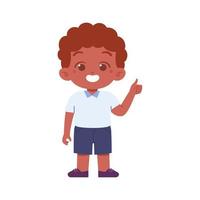 weinig jongen karakter. elementair school- kinderen vervelend uniform illustratie vector