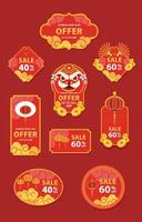 leeuwendans met chinees ornament vector