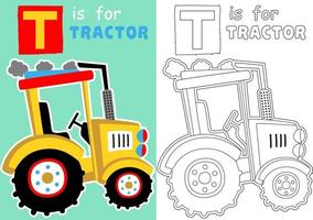vector tekenfilm van tractor, kleur bladzijde of boek